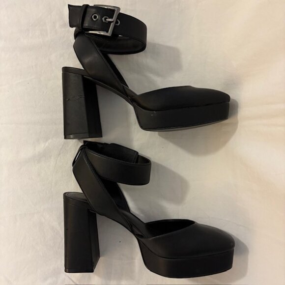 DKNY Briella Black Platform Block Heel Ankle Strap Pump Size 7.5M - Picture 11 of 12